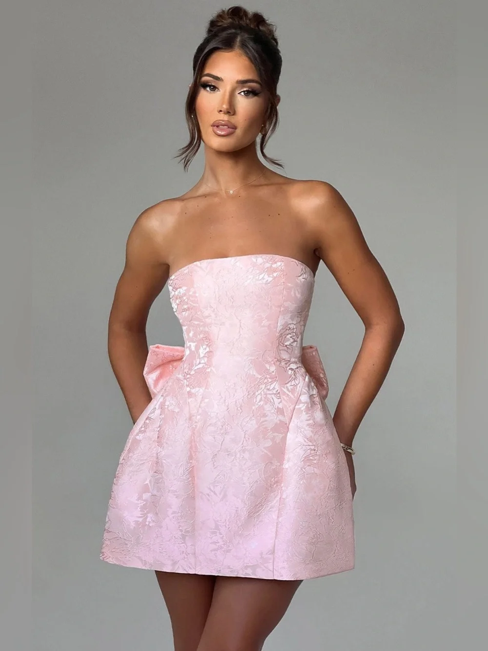Babyboo ELENORA MINI DRESS BLUSH Bow Back Corset Size Small - Picture 2 of 11